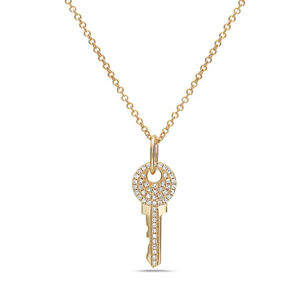 Bassali Necklaces 14K Yellow Gold Diamond Key Necklace
